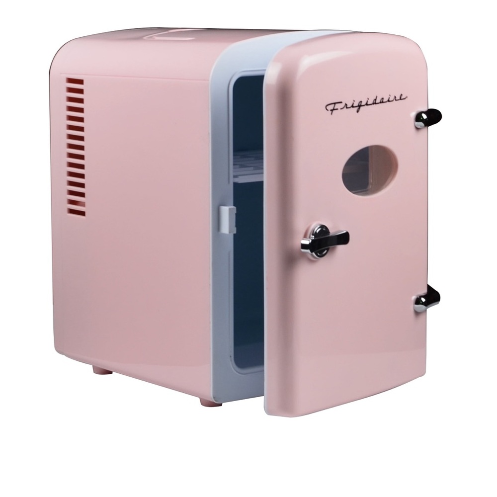 Frigidaire Portable Retro 6 Can Personal Beverage skincare Cooler,EFMIS129, Pink